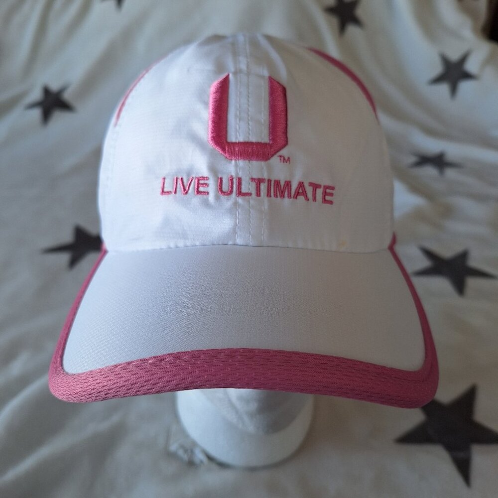 Headsweats Live Ultimate White & Pink Running Hat Cap Healthy Happy‎